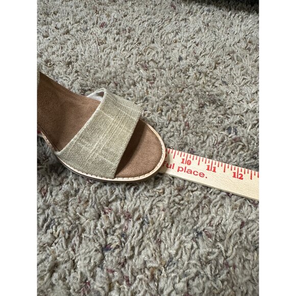 Toms Women’s Beige Linen Majorca Block Heel Sandals 8.5 Ankle Strap Casual NEW - Picture 9 of 10